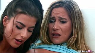 Angel Ritchie helps her stepmom Aderes Quin remove the sex-toy inside her vag.The mother i'd like to fuck gets excited so this babe keeps going,licking her twat making her squirt