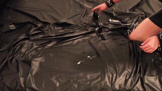 Rubber Serf Electro Cum In Bonage And Cum Eating