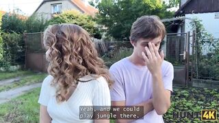 HUNT4K. Una Fairy is banging and showing her vagina in front of her Boyfriend