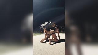 Teen Beauty Hardcore Thongs On Stud with Massive Vibrator with groans on a leash Public Outdoors, Pegging