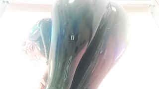 Latex Mistresse: collar and leash FemDom training for priceless yielding! rubber Femdom-goddess POV