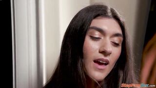 I'd like to offer the snatch test for your latin teen stepdaughter Aubry Babcock to watch if this babe gets moist from sucking wang or licking pussy