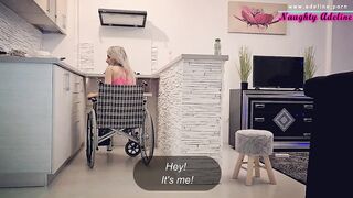 Needy hotty with broken ankle in a wheelchair sucks schlong for assistance - FACIAL by Nasty Adeline