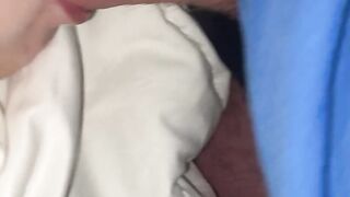 Stepdad wakes me up and suck the cum without him.