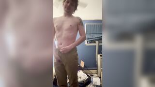 Trying on khakis after working out for thirty days