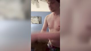 Trying on khakis after working out for thirty days