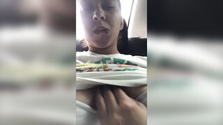 My girlfriend sends me a movie of her taking and showing her boobs.