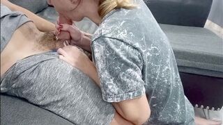 Soft fellatio with lots of cum in her throat