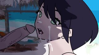 BLOW JOB ON A BEACH WITH SPUNK FLOW END