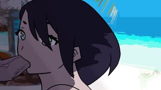 BLOW JOB ON A BEACH WITH SPUNK FLOW END