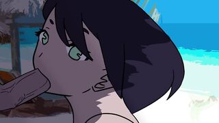 BLOW JOB ON A BEACH WITH SPUNK FLOW END