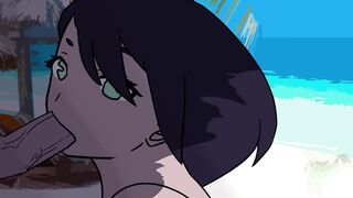 BLOW JOB ON A BEACH WITH SPUNK FLOW END