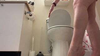 Angel peeing into throne-room during the time that standing up, trying to pee like a man bare butt view gal standing pee