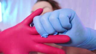 ASMR: two layers of nitrile gloves
