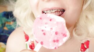 Braces Fetish: mukbang movie scene.