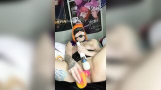 Gagged as I screw myself with a bad dragon sex tool movie (subscribe to my OF for greater amount)