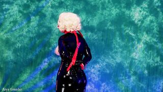 raunchy erotic Latex Model fetish mother I'd like to fuck tempt in rubber hawt pin up blond shiny garments