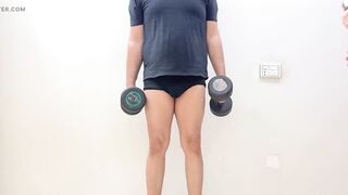 Model Morning Workout Session In One Piece Ebony Swimsuit