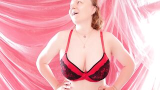 hor brassiere and underware teasing, with large natural titties