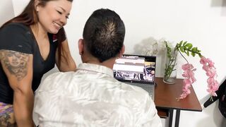 Jhon Smith helps Linda Clauss with her work and receives a award