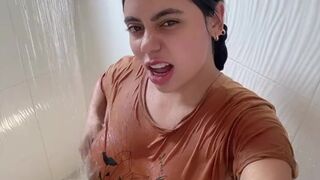 moist mother i'd like to fuck plays in the shower with her obese vagina