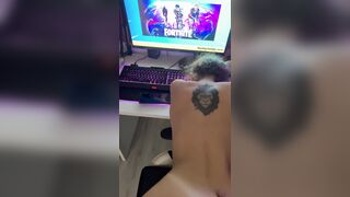 Small teen with large butt gets screwed doggy position whilst expecting for Fortnite to open