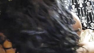 Short top less self foot worship