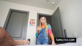 Sexually excited stepdaughter clothed in a uniform gets her vagina pounded by her stepdad’s pulsating shlong