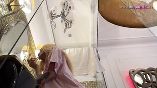 Hawt super hot Belgian angel in my washroom prepares for hot shooting