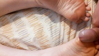 Jerking off on my lewd wifes gorgeous feet