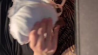 女友達の水色のブラに射精