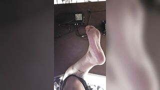 Below desk POV foot play
