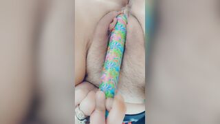 Washroom tub Vibraitor masturbation. Up close pov