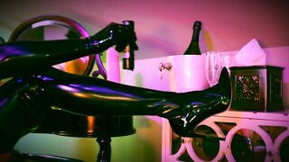 Latex Mama Goddess Penny Barber Lubes Up Her Breasts and Snatch