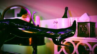 Latex Mama Goddess Penny Barber Lubes Up Her Breasts and Snatch