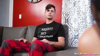 Kai Jaxon fantasies away about his super hawt stepsis Roxie Sinner sitting ifo him in her Christmas underware.That guy plays with her large titties previous to screwing her