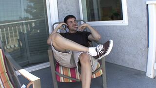 Delightful tattooed teen banging his ramrod