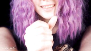 Intensive tugjob in transparent ebony lace gloves! This babe quickly jerks off his wang and enjoys large cum