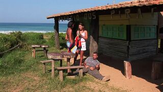 2 youthful bitches licking snatch are discovered and butt drilled by a dude