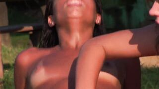 2 youthful bitches licking snatch are discovered and butt drilled by a dude