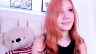 Red haired college cutie gets excited on group movie scene call on discord with her fans