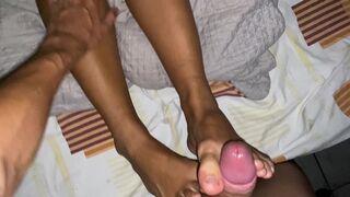 Oriental hotty Footjob with a large wang