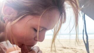 CUM IN THROAT MY STEPSIS IN PUBLIC ON BEACH