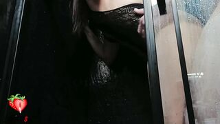 Hot brunette hair in hot underware gets screwed in the shower and then gets a massive facial