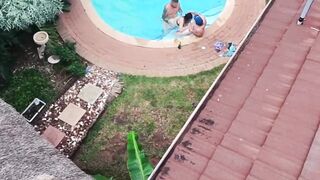 Caught a outdoor swimming pool fuckfest whilst flying my fpv drone