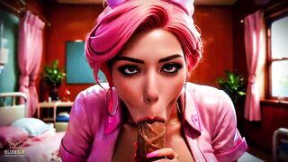 Pink Haired Bimbo Nurse vs Patients Screw and Oral-sex (100% AI Generated 4K)