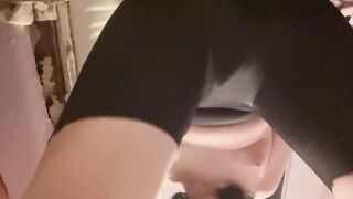 Uncut amateur trans female toy masturbation and pee play