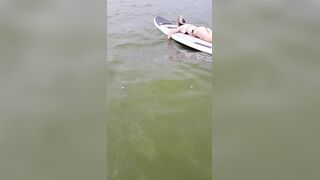 Surfer Angel show my Vagina on the public beach