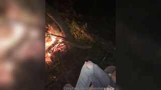Camping with bf and his allies my bf goes to daybed early so I pull out my vib and bang his roommate