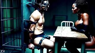 Prisoners are NOT permitted to stare at the guard's bazookas!!! [AI Generated]